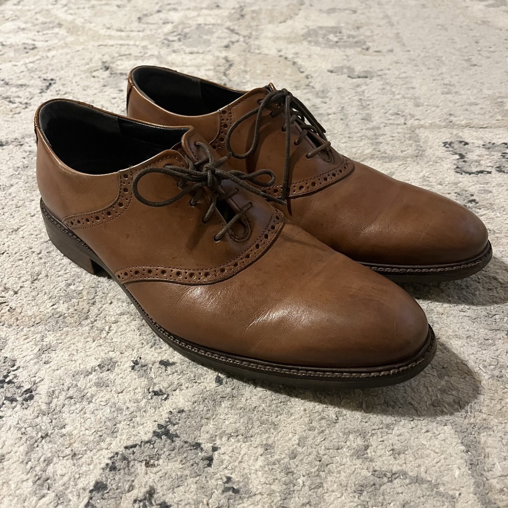 Cole Haan Grand OS Saddle Oxford Men's 10.5 M Brown Leather Lace Up Shoes C28884 - Picture 7 of 10